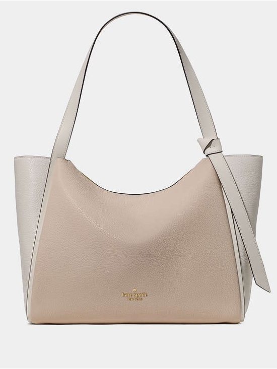 Kate Spade Knott Pebbled Leather Large Tote Bag Light Cream Multi
